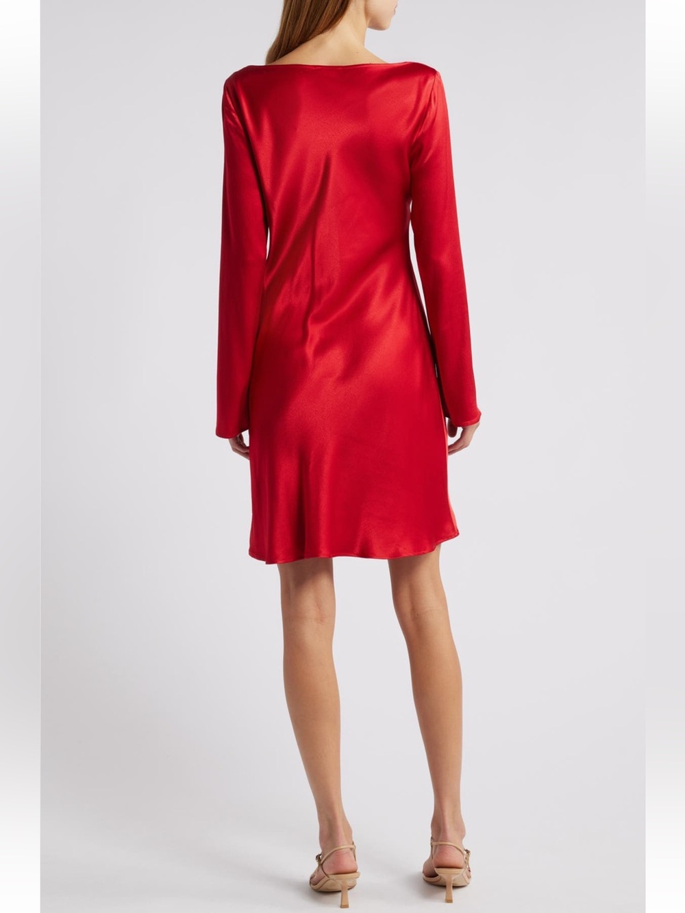Rails Red Alessandra Long Sleeve Ruched Satin Dress NWT - Picture 2 of 5